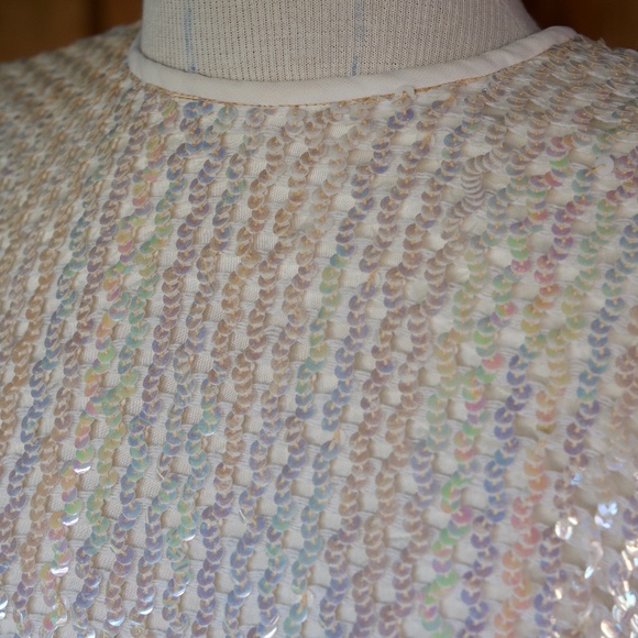Vintage 60's Sherbet Originals Rainbow Sequin Sleeveless Cropped Top Woman's M/L - Picture 5 of 16